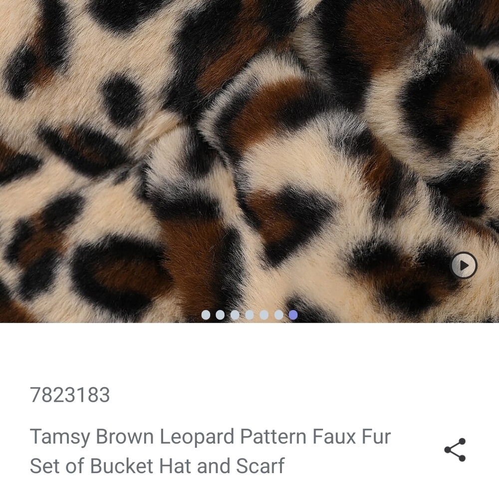 Leopard Pattern Faux Fur Bucket Hat and Scarf Set